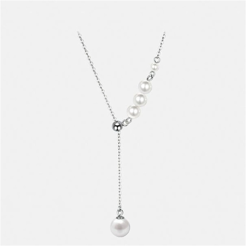 Versatile Imitation Pearl Necklace – Minimalist Luxe Collar Chain for Women
