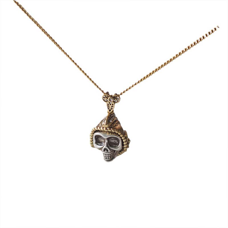 Punk Style Skull Pendant Necklace / Statement Skull Sweater Chain