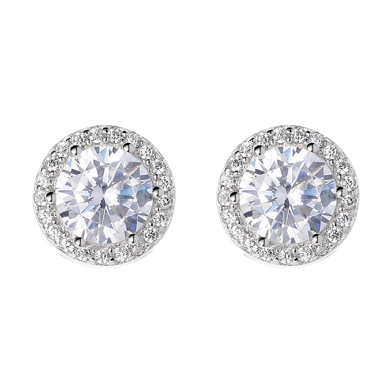 925 Sterling Silver Round Zircon Stud Earrings for Women - Minimalist Fashionable Ear Jewelry with a Luxe Touch