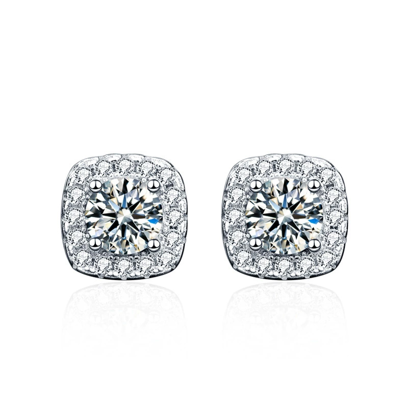 Geometric Square Moissanite Earrings for Women, Fashion Statement Ear Jewelry