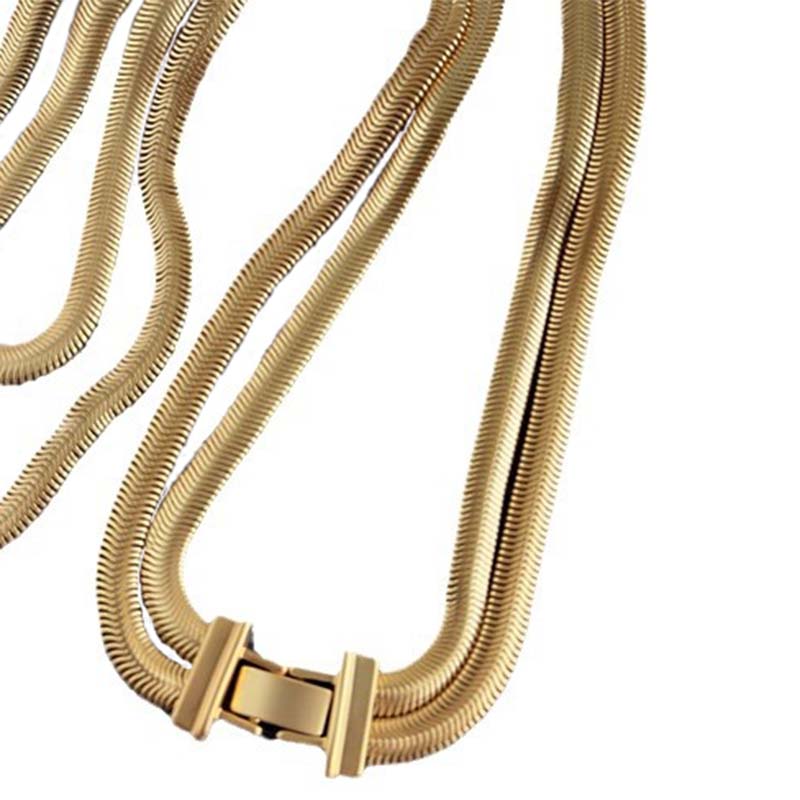 Premium Versatile Matte Finish Double Layer Soft Gold Tone Flat Snake Chain Necklace – Delicate Collarbone Jewelry for Women