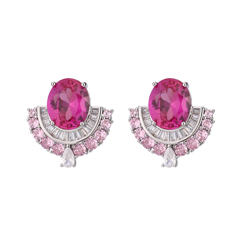 Vintage-Inspired Retro Zircon Earrings - Red, Yellow, and Pink Zircon Studs and Dangles for Women