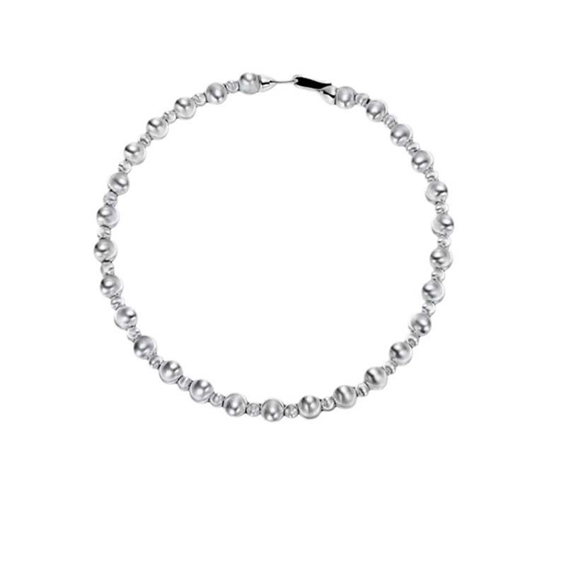 Elegant Minimalist Silver Brushed Bead Choker